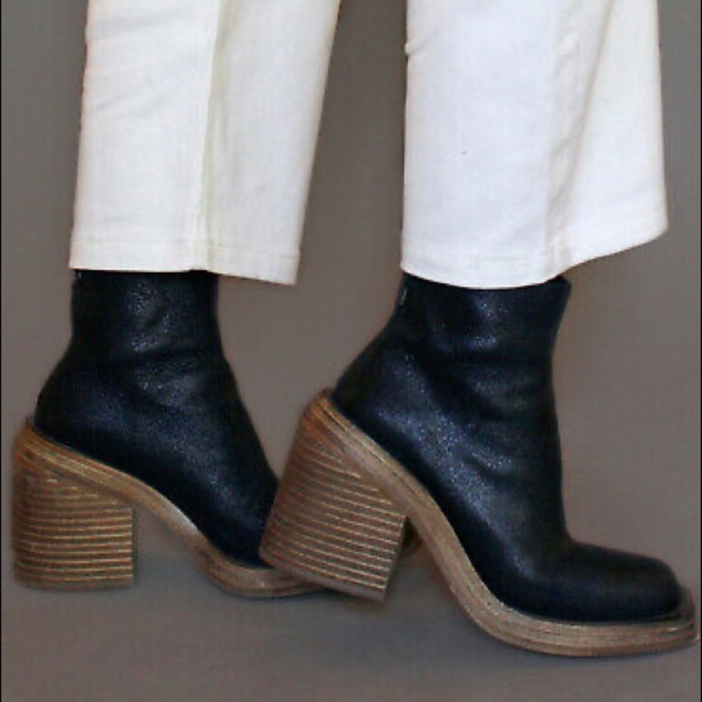 Marsell black leather CHUNKY stacked heel boots